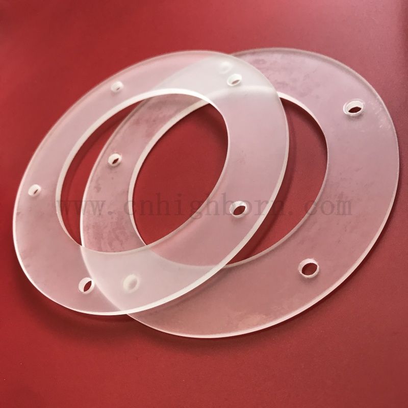 Customized Frosty Quartz Glass Flange with Hole for Heating 