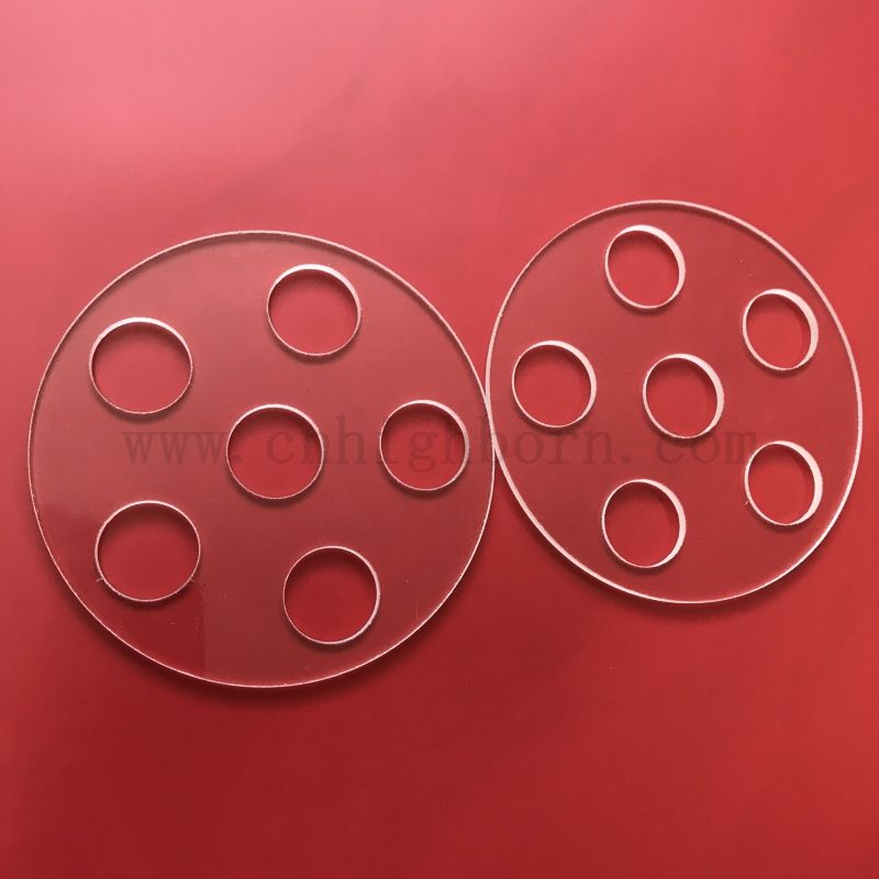Customized Laser Drilled Transparent Silica Glass Sheet Quartz Plate with Holes