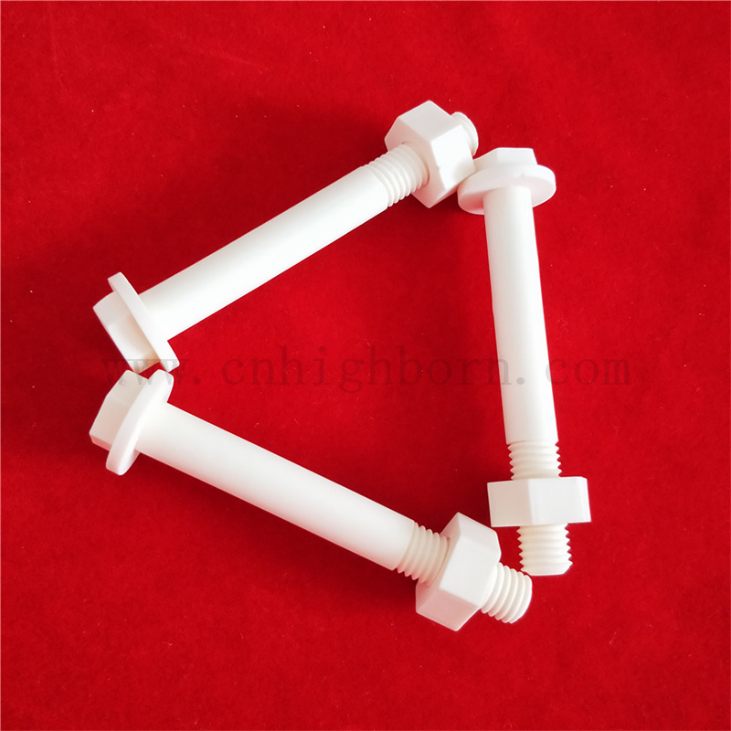 Customized Alumina M6 Screw Hexagon Nut Insulation Al2O3 Ceramic Screw