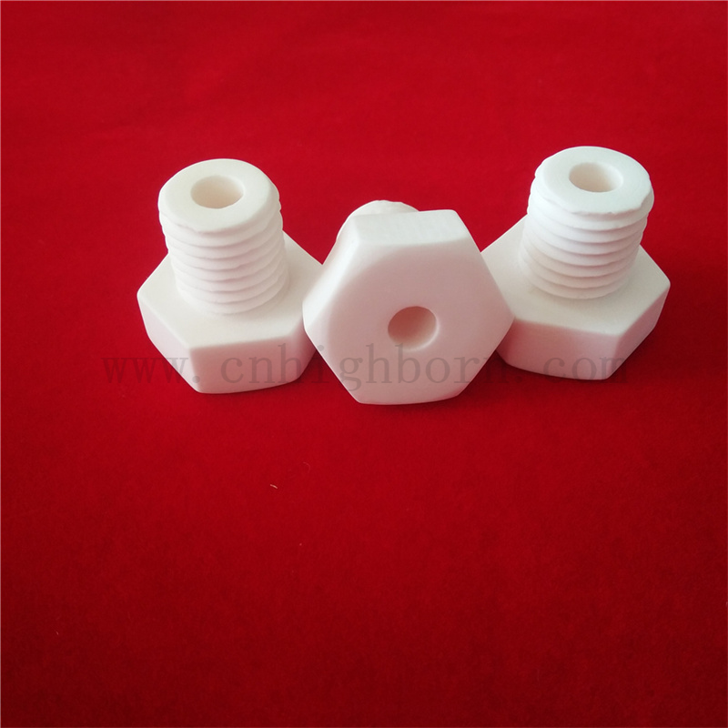 Alumina Ceramic Screw Customized M6 M8 95 Al2O3 Insulation Hexagon Nut