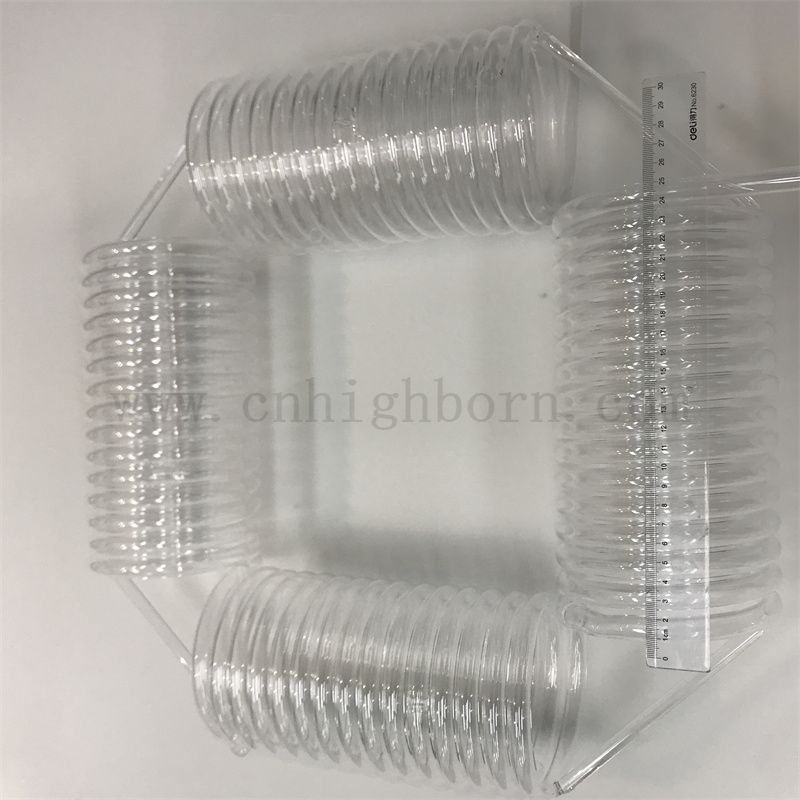 Customized Transparent Fused Silica Flame Polished Quartz Glass Spiral Tube