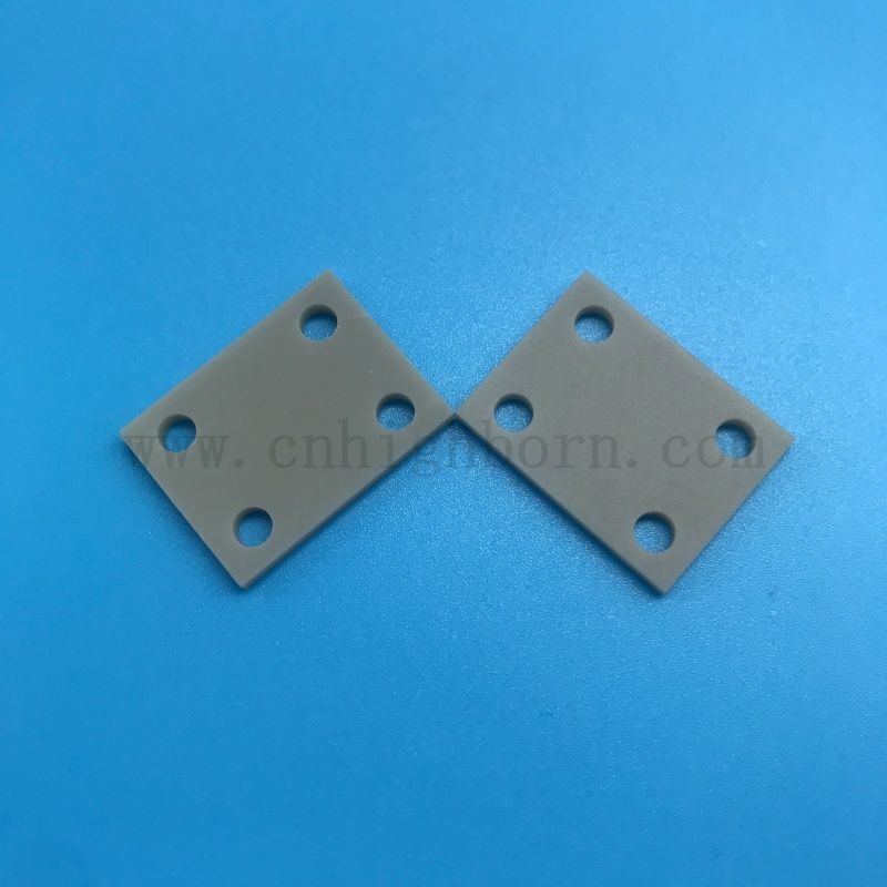 High Thermal Conductivity AlN Disc with Holes Aluminum Nitride Ceramic Drilled Plate