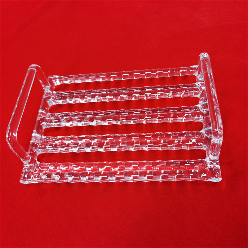  Lab Research Quartz Instrument Transparent Quartz Glass Container Clear Quartz Heating Boat Carrier With Handle For Semicomductor