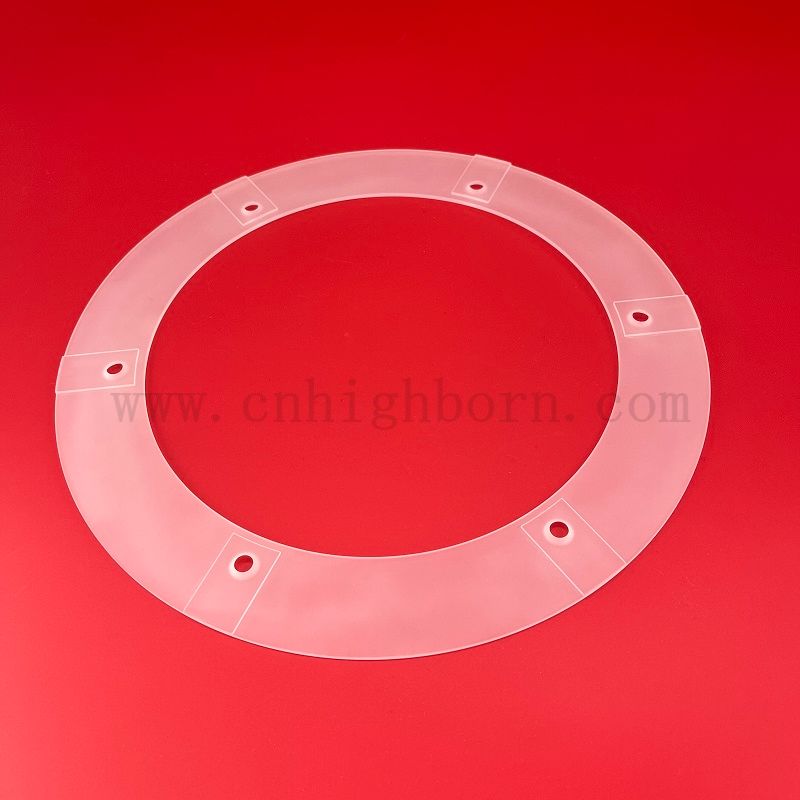 Customized CNC Machine Frosted Quartz Flange with Holes