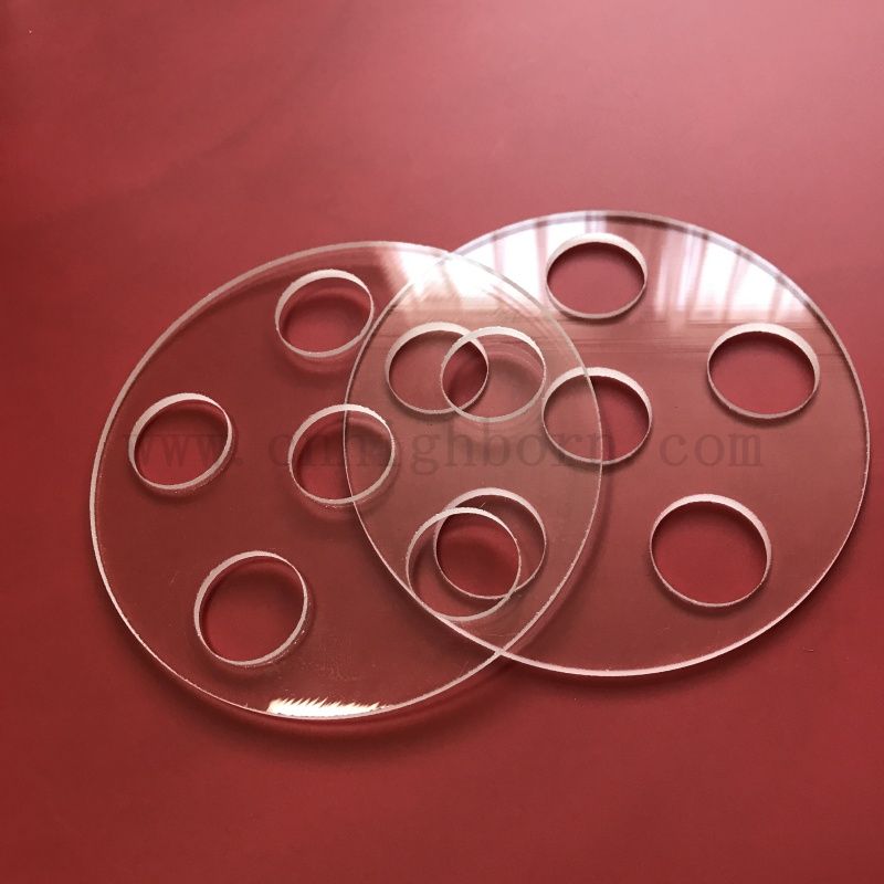 Customized Laser Drilled Transparent Silica Glass Sheet Quartz Plate with Holes