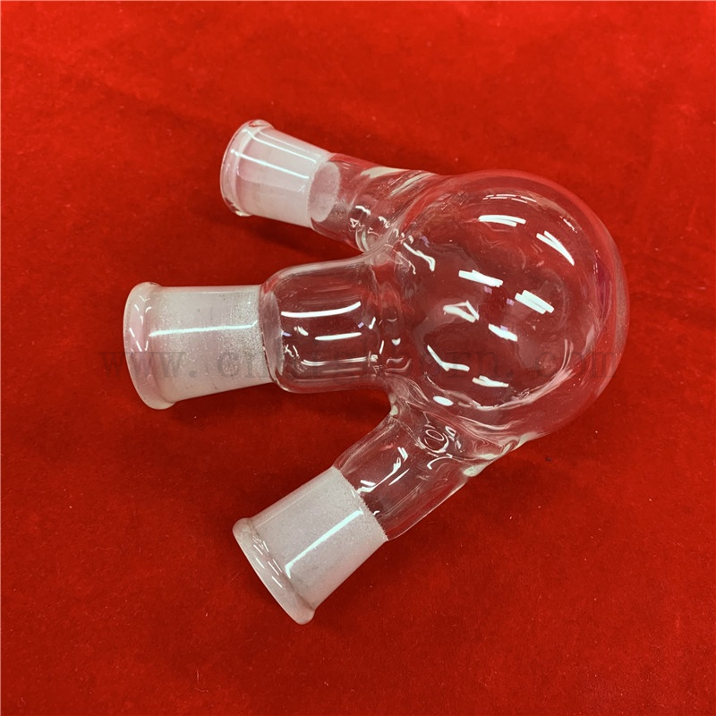 Lab Testing Customized Clear High Borosilicate Glass Three Necks Flask
