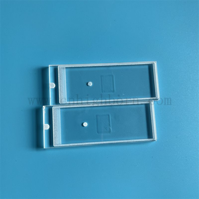 Deep Processing Rectangular Clear Quartz Glass Panel with Laser Boring