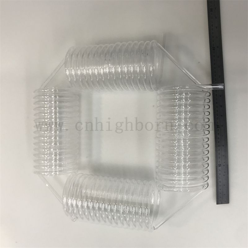 Customized Transparent Fused Silica Flame Polished Quartz Glass Spiral Tube