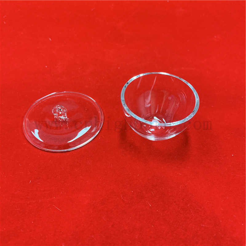 Customized Clear Fused Silica Quartz Glass crucible with lid