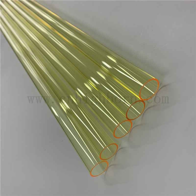 Heat Resistance Customized Fused Silica Quartz Glass Colored Yellow Pipe