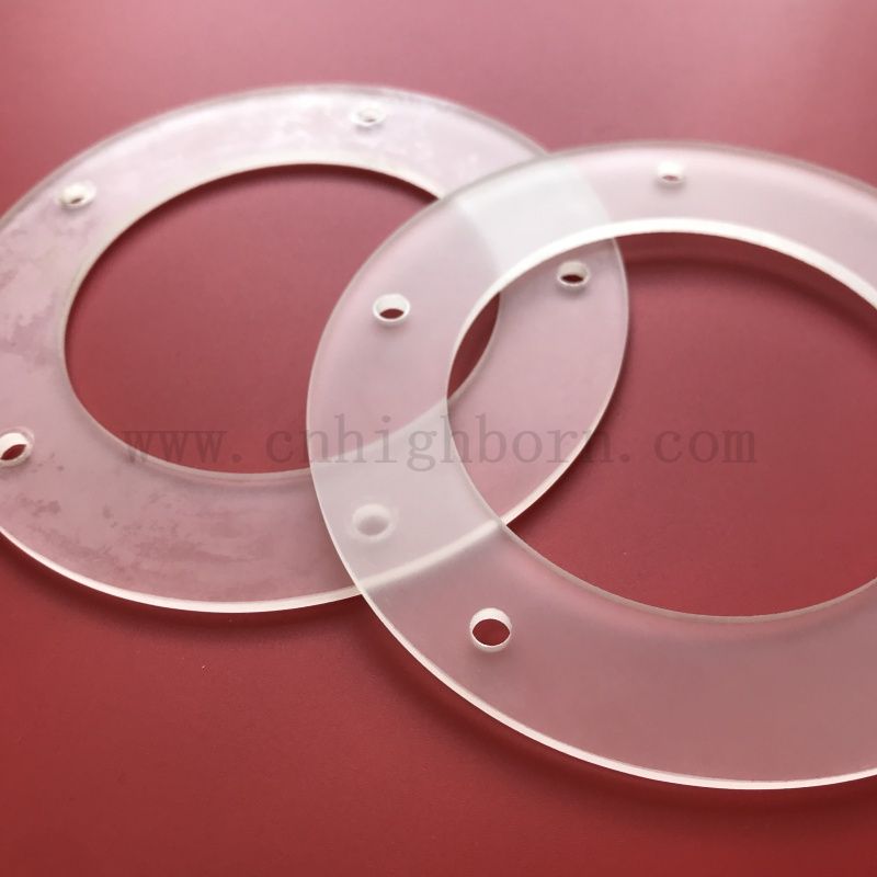 Customized Frosty Quartz Glass Flange with Hole for Heating 