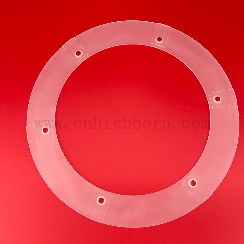 Customized CNC Machine Frosted Quartz Flange with Holes