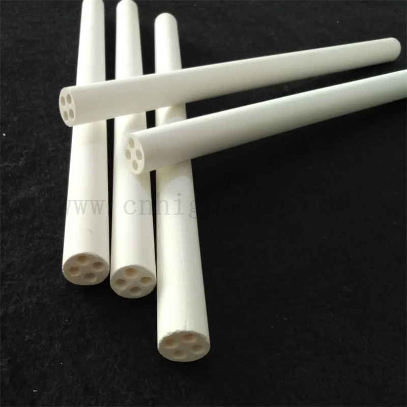 Industrial Heating Element MgO Pipe with 4 Holes Magnesium Oxide Ceramic Insulating Tube